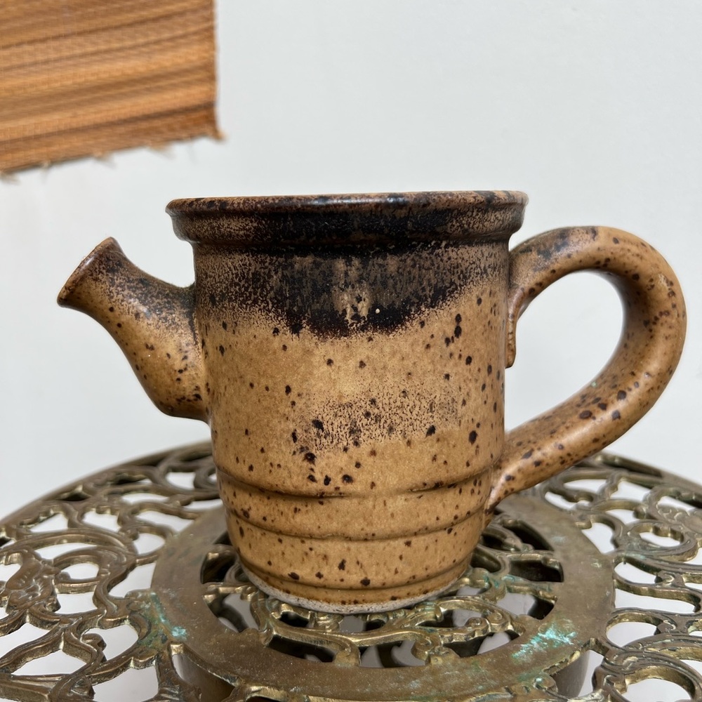 Vintage Speckled Stoneware Watering Pitcher